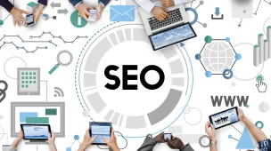 Infográfico sobre estratégias de SEO e tráfego pago para o marketing digital em 2026